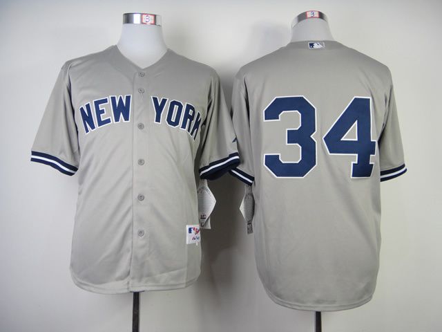 Men New York Yankees #34 No name Grey MLB Jerseys